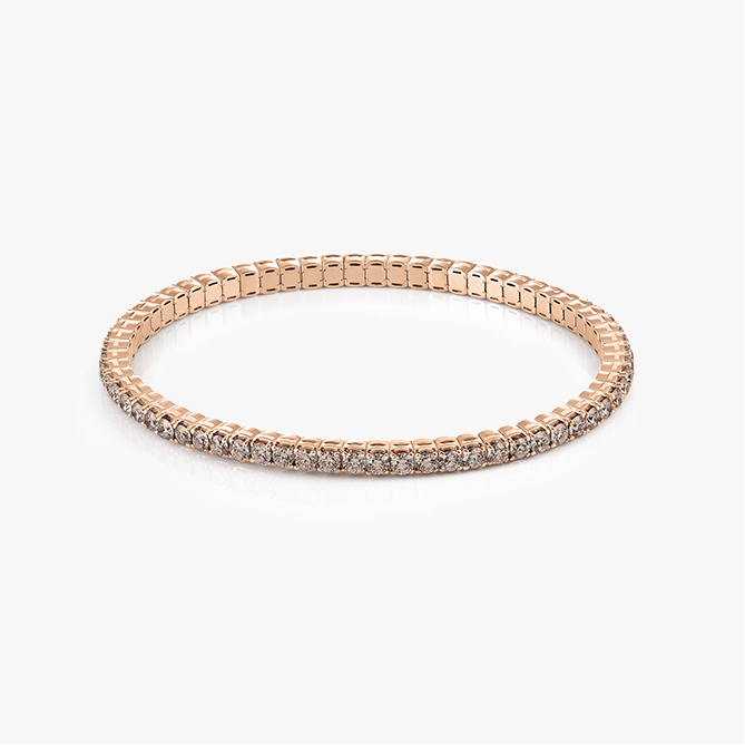 Al Coro Stretchy Bracelet in 18k Rose Gold with 66 Brown Diamonds A290RB