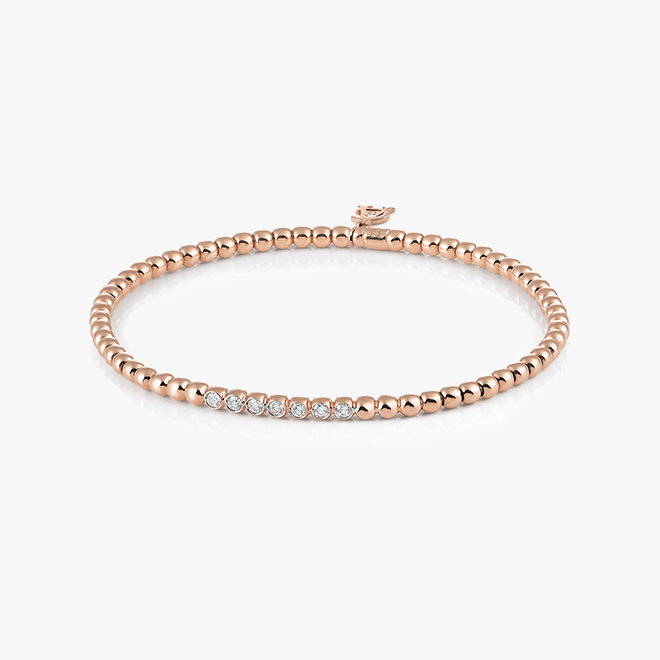 Al Coro Stretchy Bracelet in 18k Rose Gold with 7 Diamonds