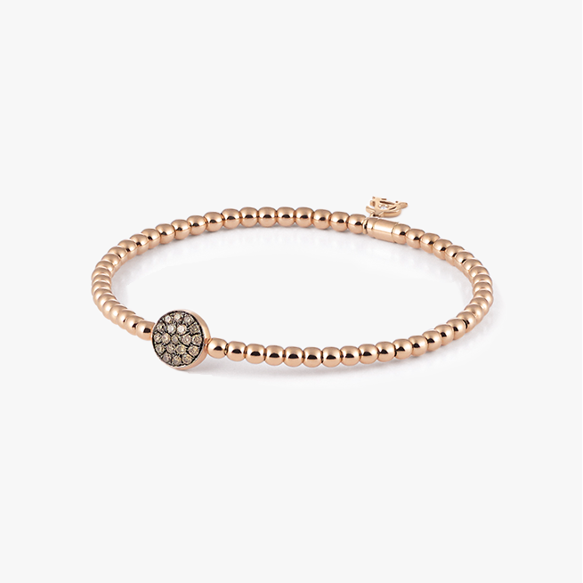 Al Coro Stretchy Bracelet in 18k Rose Gold with Brown Diamond Disc A150BWR..