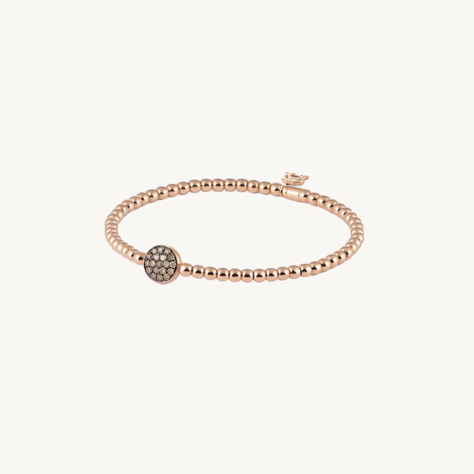 Al Coro Stretchy Bracelet in 18k Rose Gold with Brown Diamond Disc A150BWR17