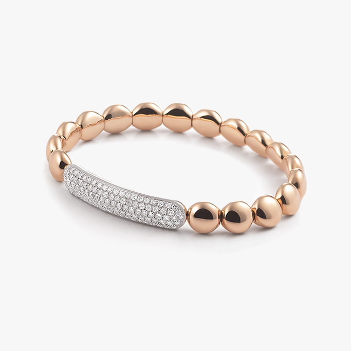 Al Coro Stretchy Bracelet in 18k Rose gold with 104 Diamonds