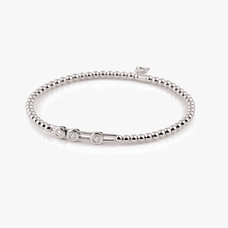 Al Coro Stretchy Bracelet in 18k White Gold 3 Sliding Diamonds A707W