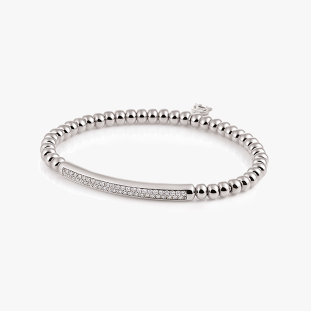 Al Coro Stretchy Bracelet in 18k White Gold with 48 Diamonds
