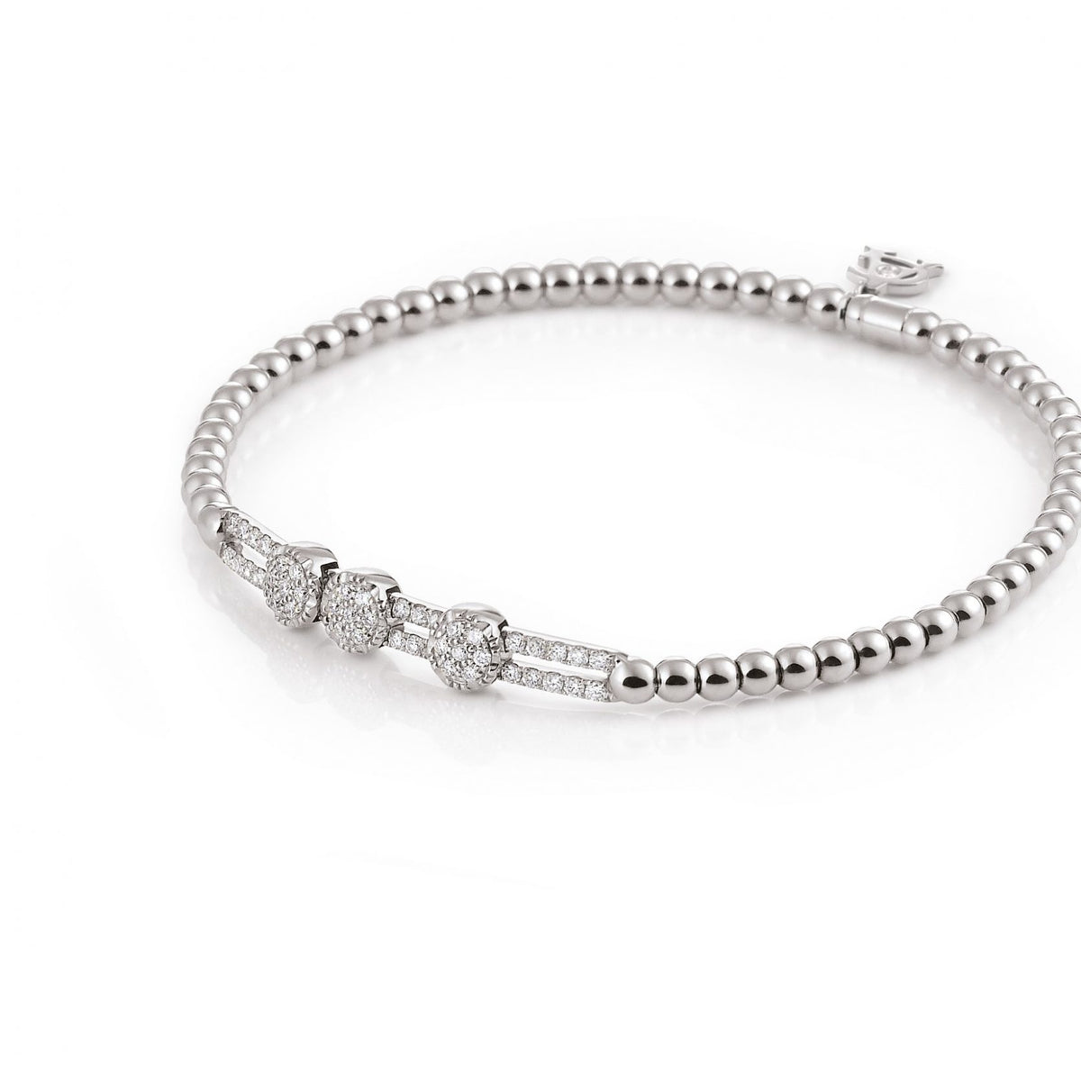Al Coro Stretchy Bracelet in 18k White Gold with 67 Brilliant Diamonds - Orsini Jewellers