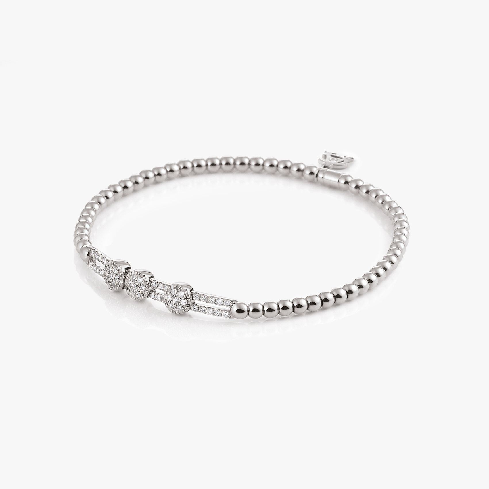Al Coro Stretchy Bracelet in 18k White Gold with 67 Brilliant Diamonds A358W