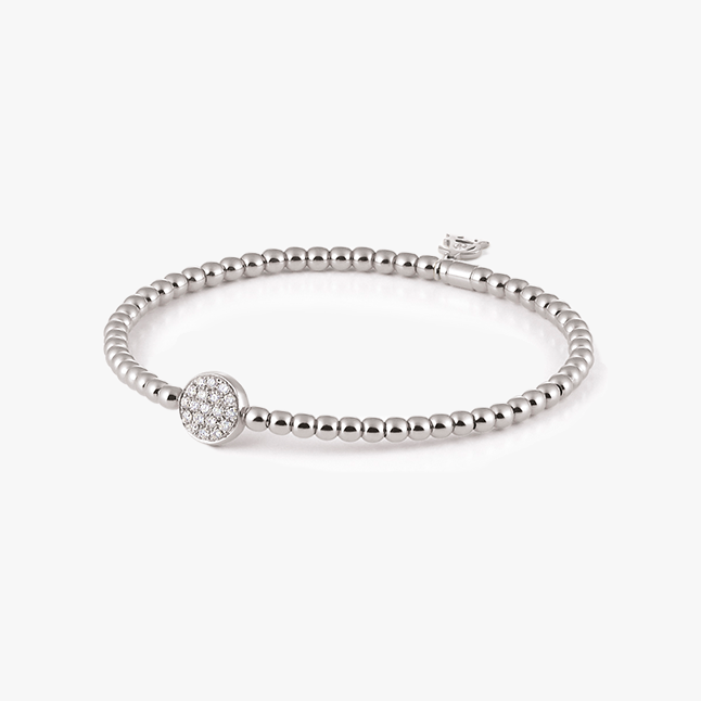 Al Coro Stretchy Bracelet in 18k White Gold with Diamond Disc A150W