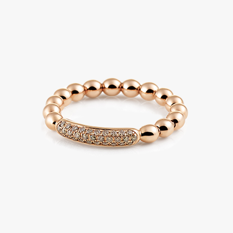 Al Coro Stretchy Ring with Brown Diamonds in 18k Rose Gold