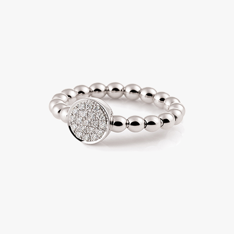 Al Coro Stretchy Ring with Diamond Disc in 18k White Gold