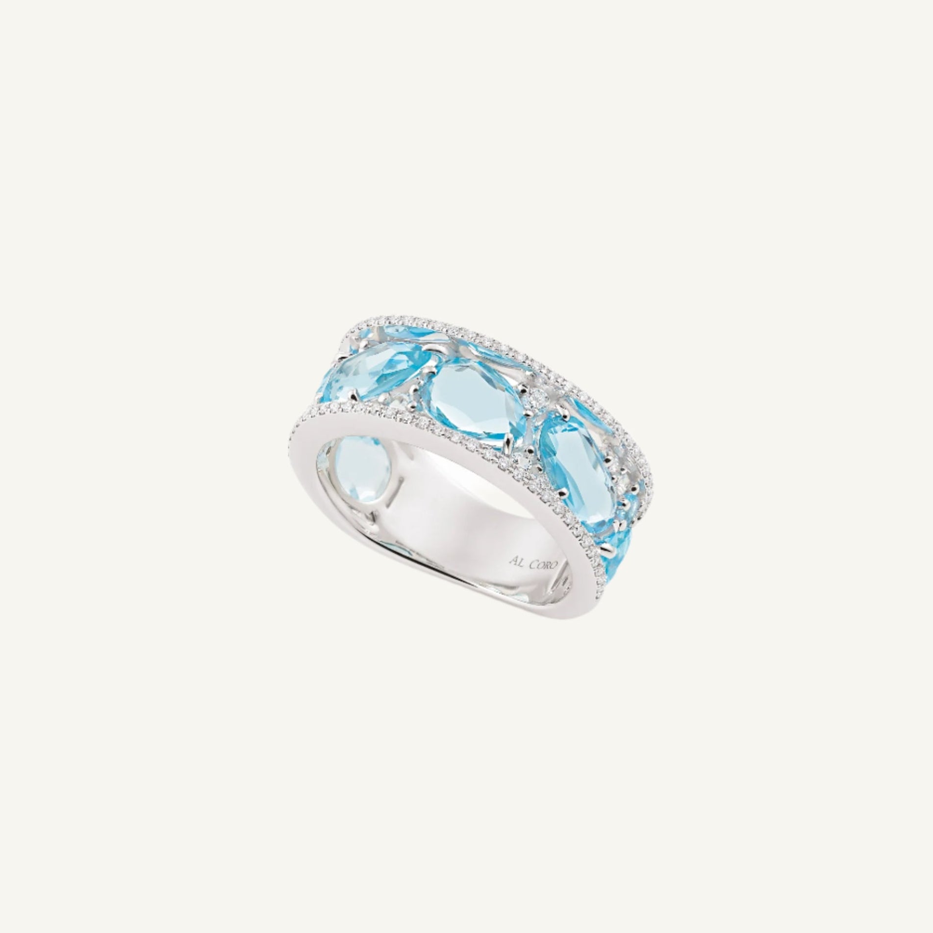 Al Coro Candy Blue Topaz and Diamond Ring NR8361TW