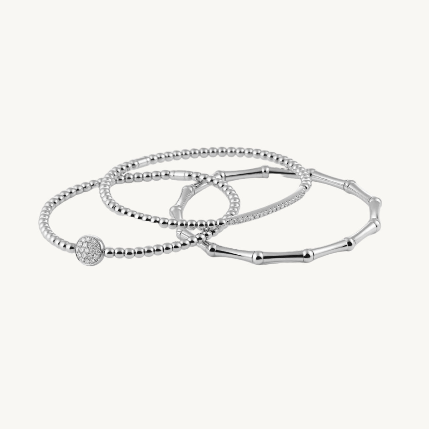 Al coro white gold bamboo stretch bracelet A137W