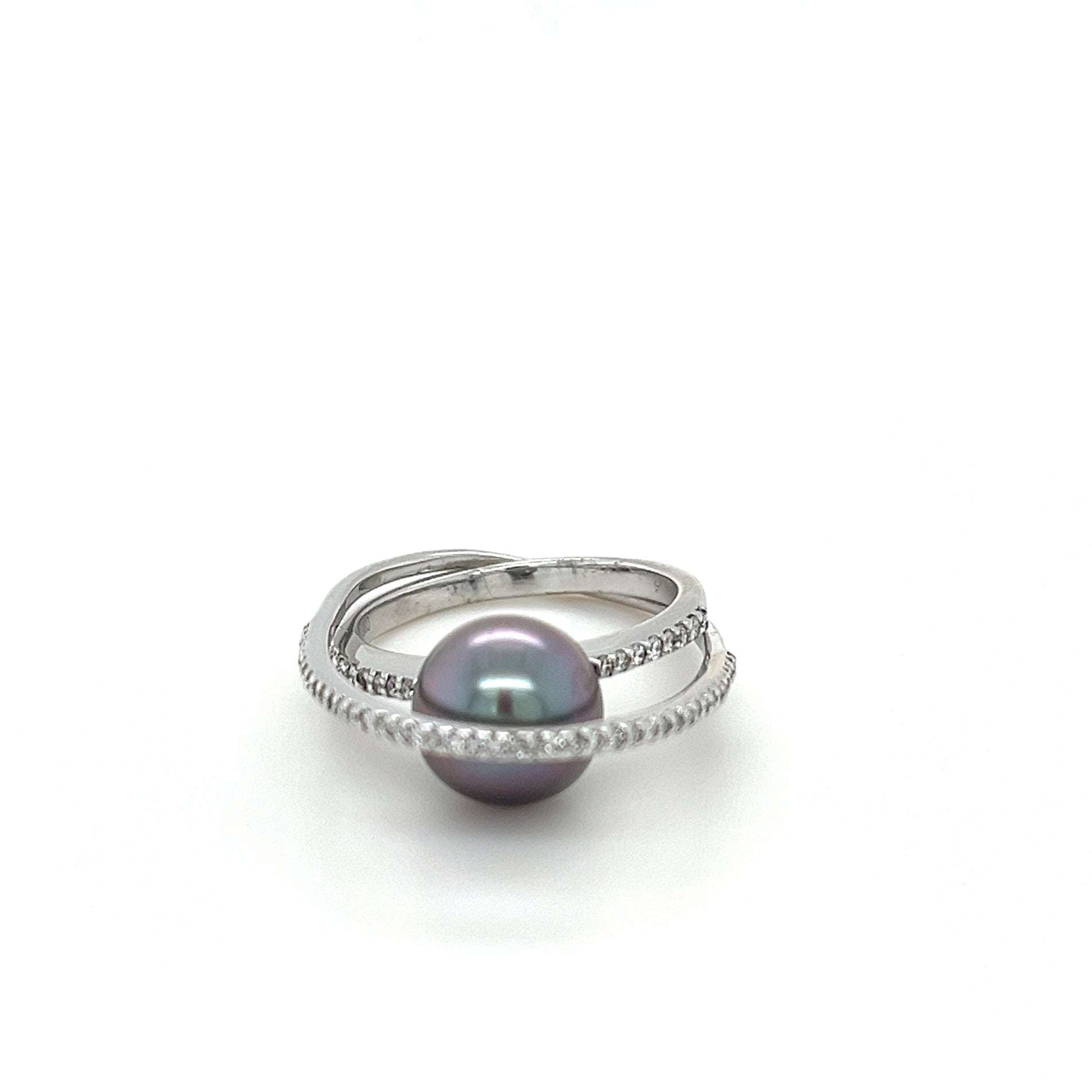 Black Pearl Unique 18k White Gold Diamond Ring - Orsini Jewellers