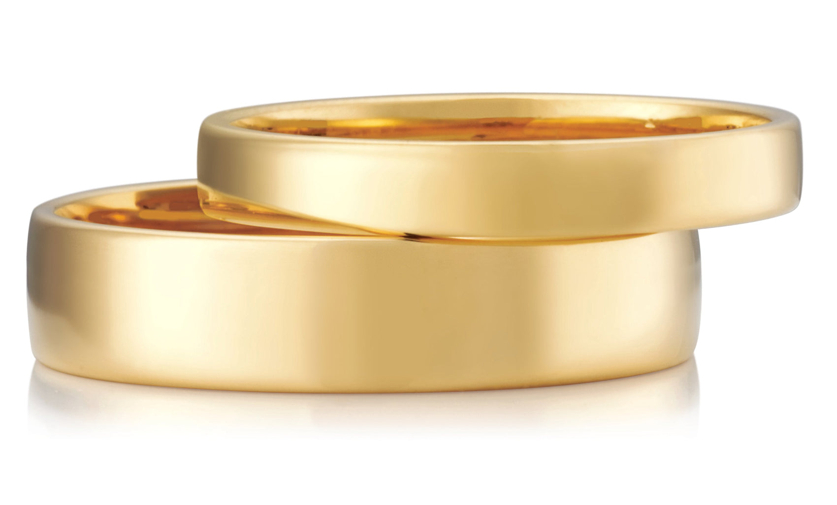 Crescenet Profile mens gold wedding band