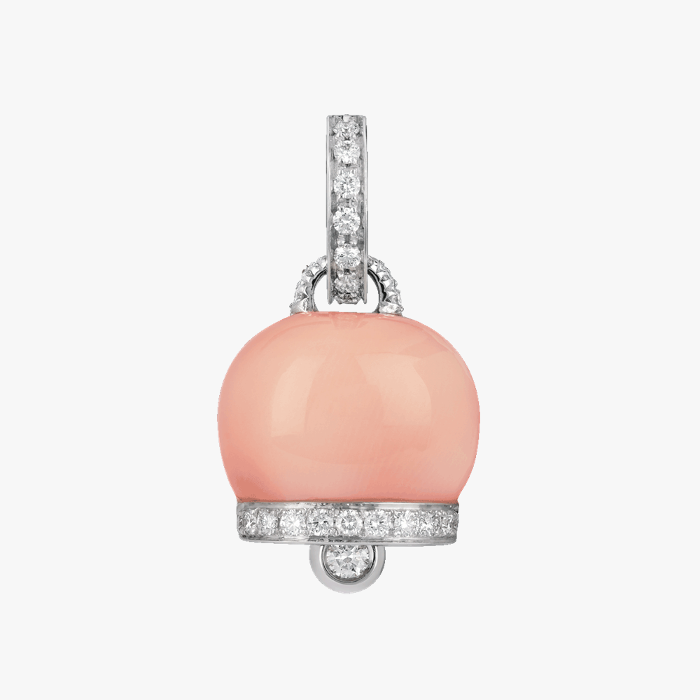 Chantecler Campanella Medium Pendant with Pink Coral & Diamonds in 18kt White Gold