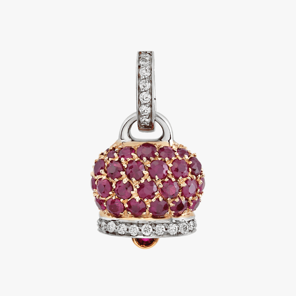 Chantecler Campanella Medium Pendant with Rubies & Diamonds in 18kt White Gold 26884