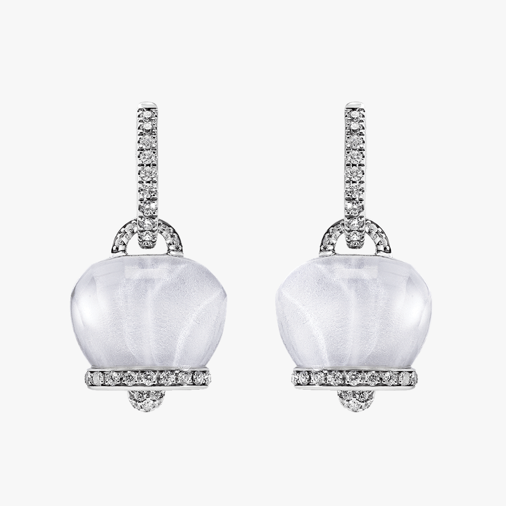 Chantecler Campanelle Earrings with Rock Crystal and Pavé Diamonds in 18kt White Gold (Medium) 43383