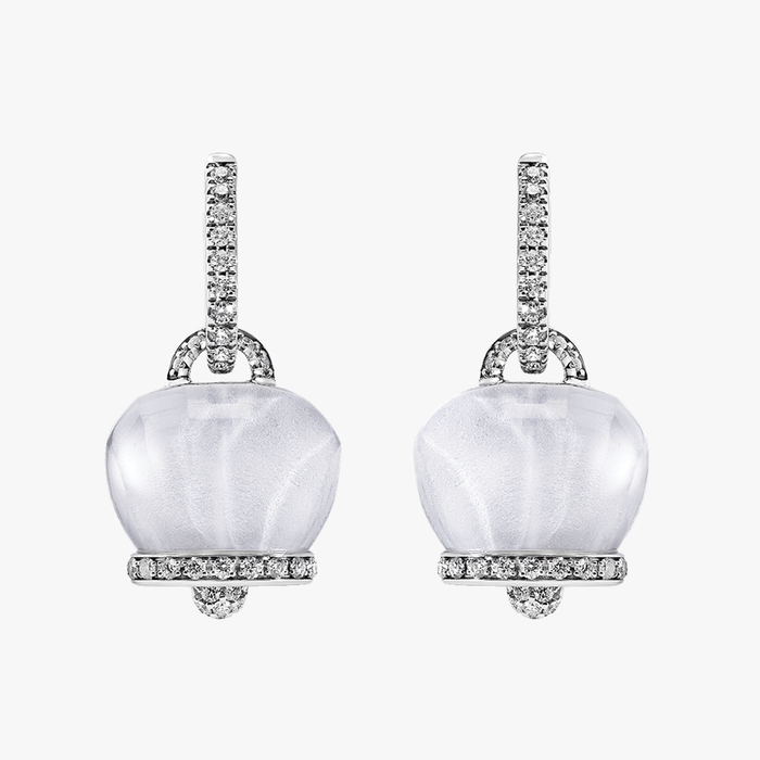 Chantecler Campanelle Earrings Rock Crystal and Diamonds 18kt White Gold