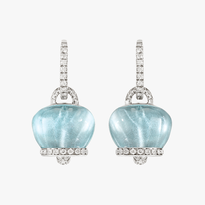 Chantecler Campanelle Earrings White Gold, Sky Blue Topaz & Diamonds