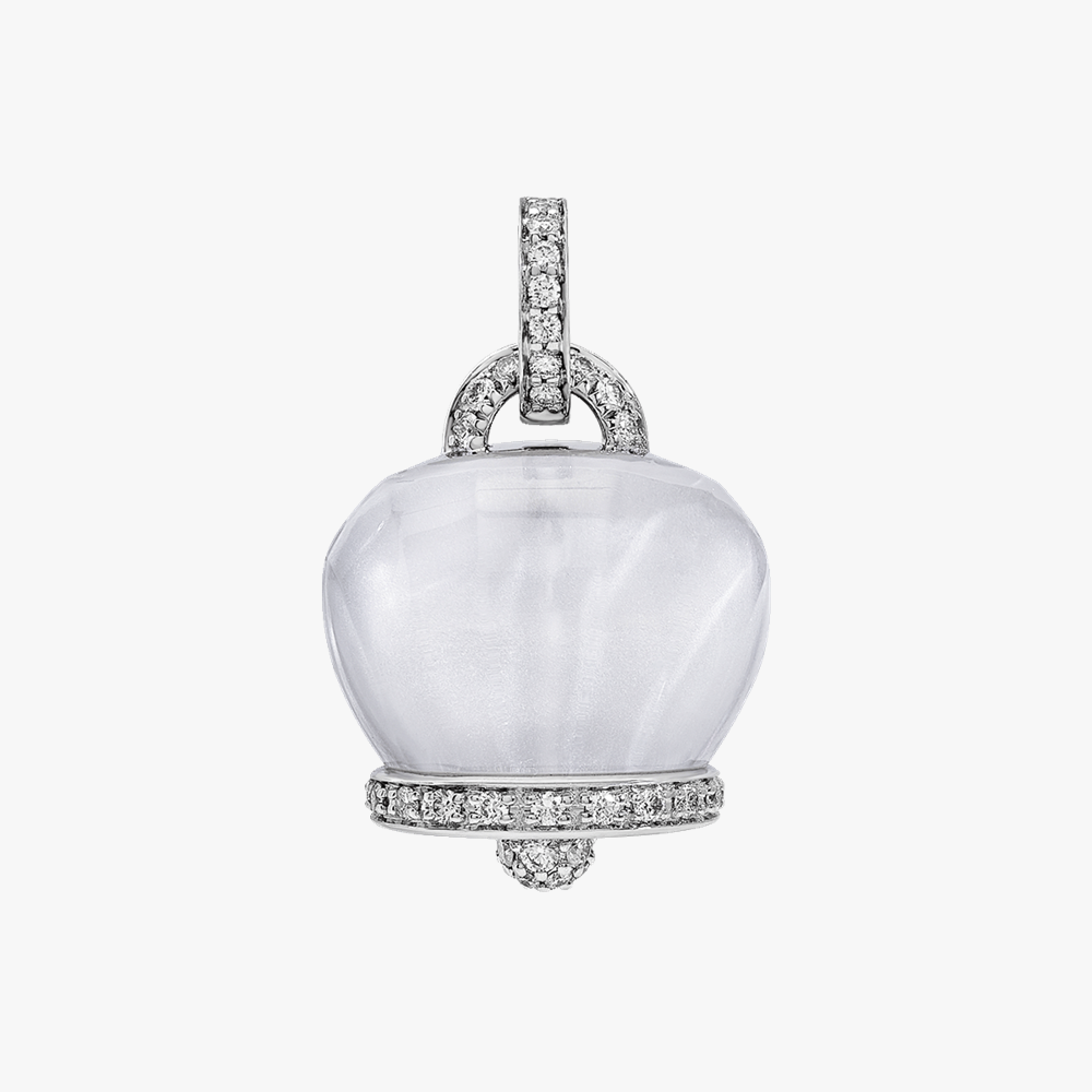 Chantecler Campanelle Pendant with Rock Crystal and Pavé Diamonds in 18kt White Gold (Large) 43287