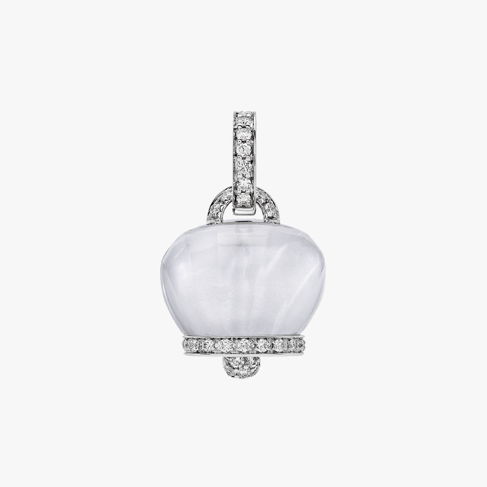 Chantecler Campanelle Pendant with Rock Crystal and Pavé Diamonds in 18kt White Gold (Medium)
