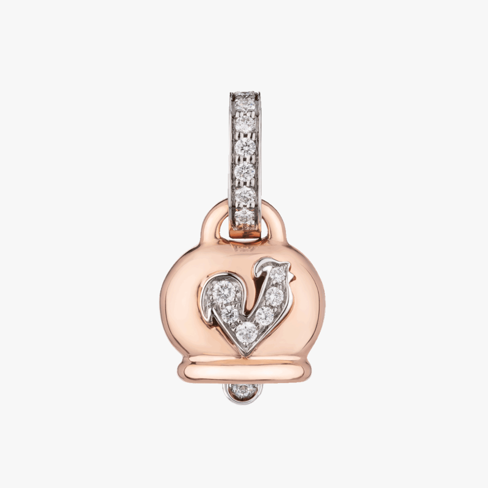 Chantecler Campanelle Rooster Small Charm in 18kt Rose Gold & Diamonds