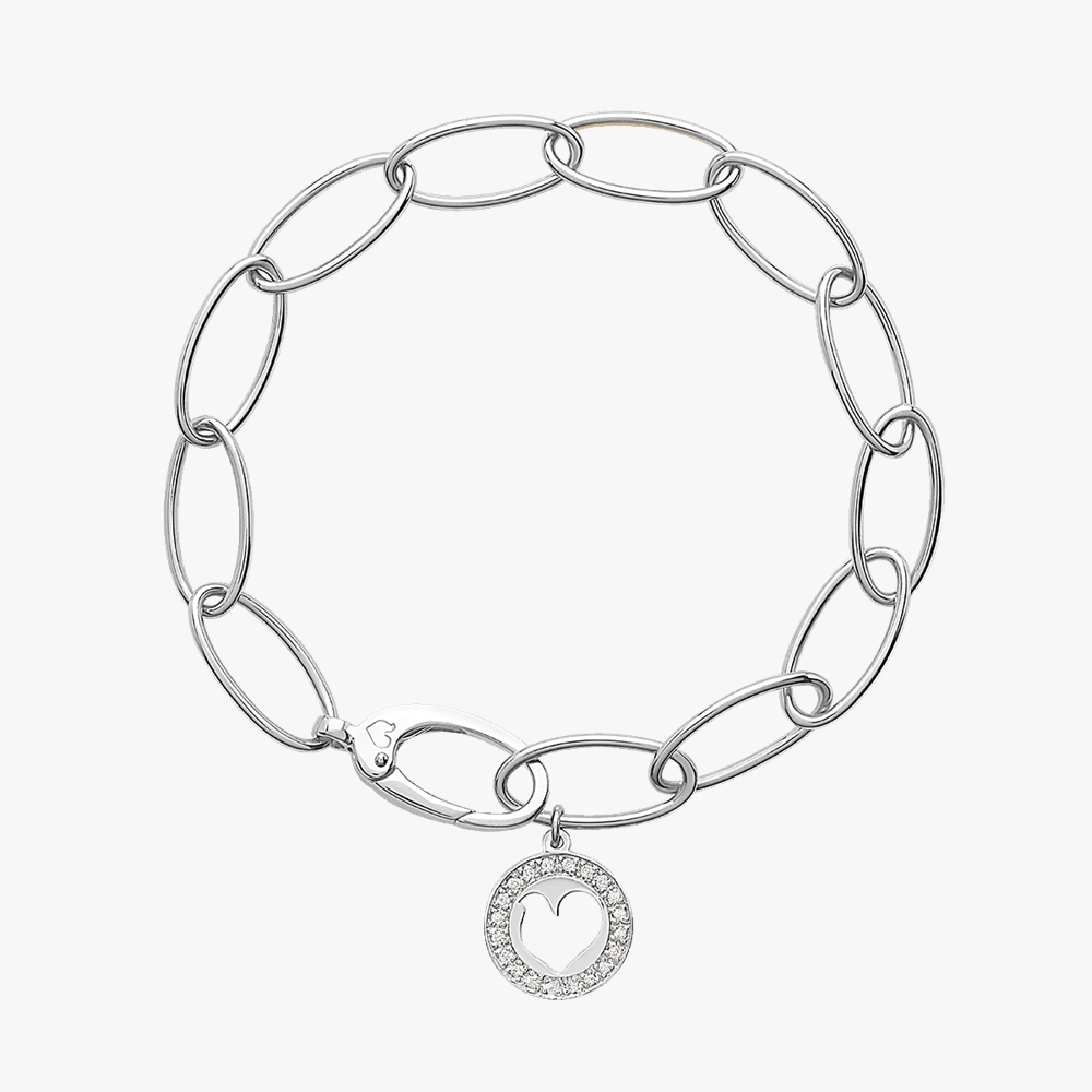 Chantecler Oval Link Chain Bracelet 18kt White Gold with Diamond Detail 39631