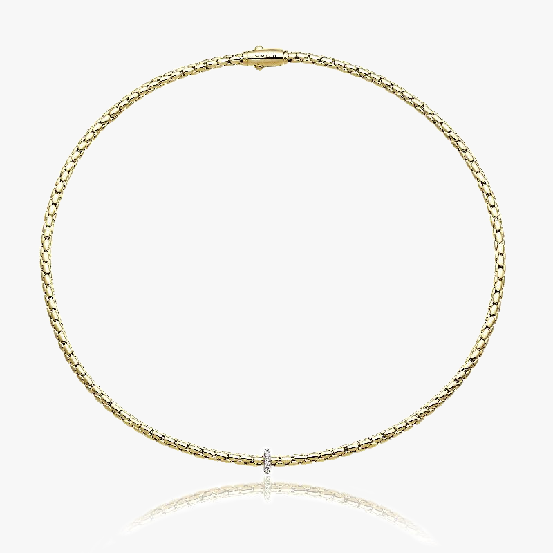 Chimento Stretch Spring Necklace (Small) in 18k Yellow and White Gold with White Diamonds 1G00953B12450