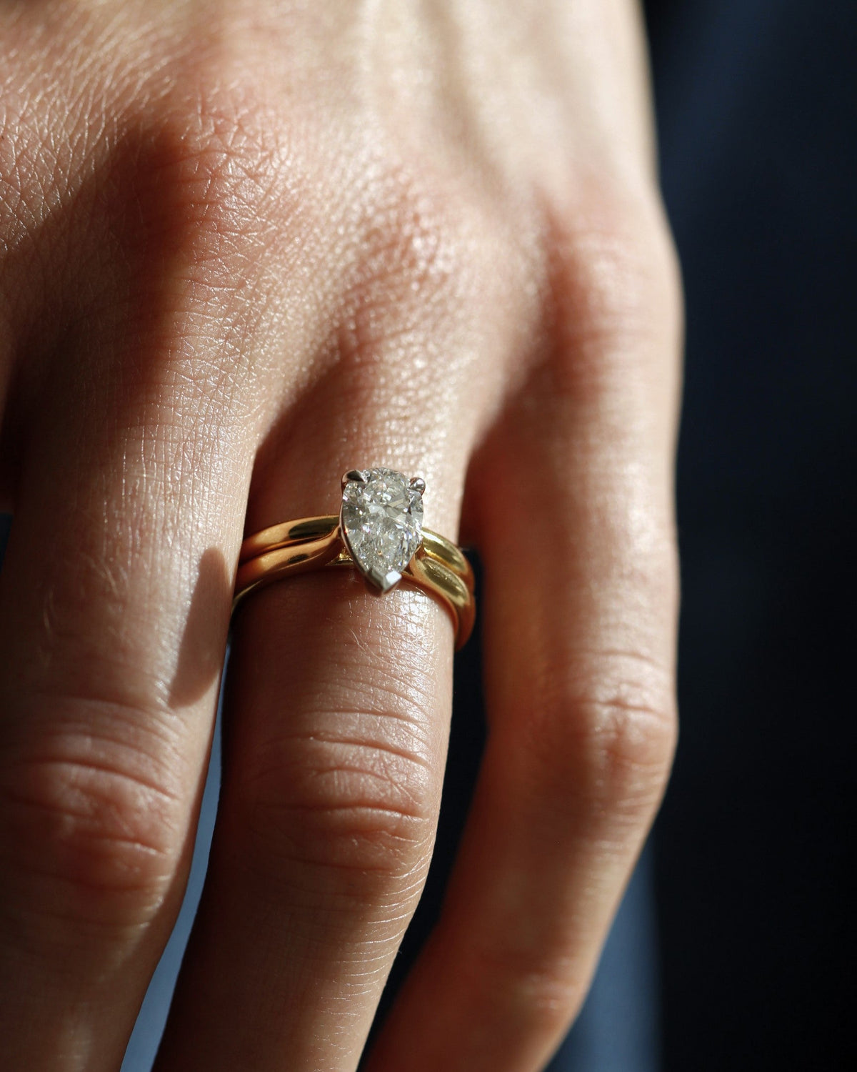 Classico Pear Solitaire Diamond Engagement Ring in Yellow Gold