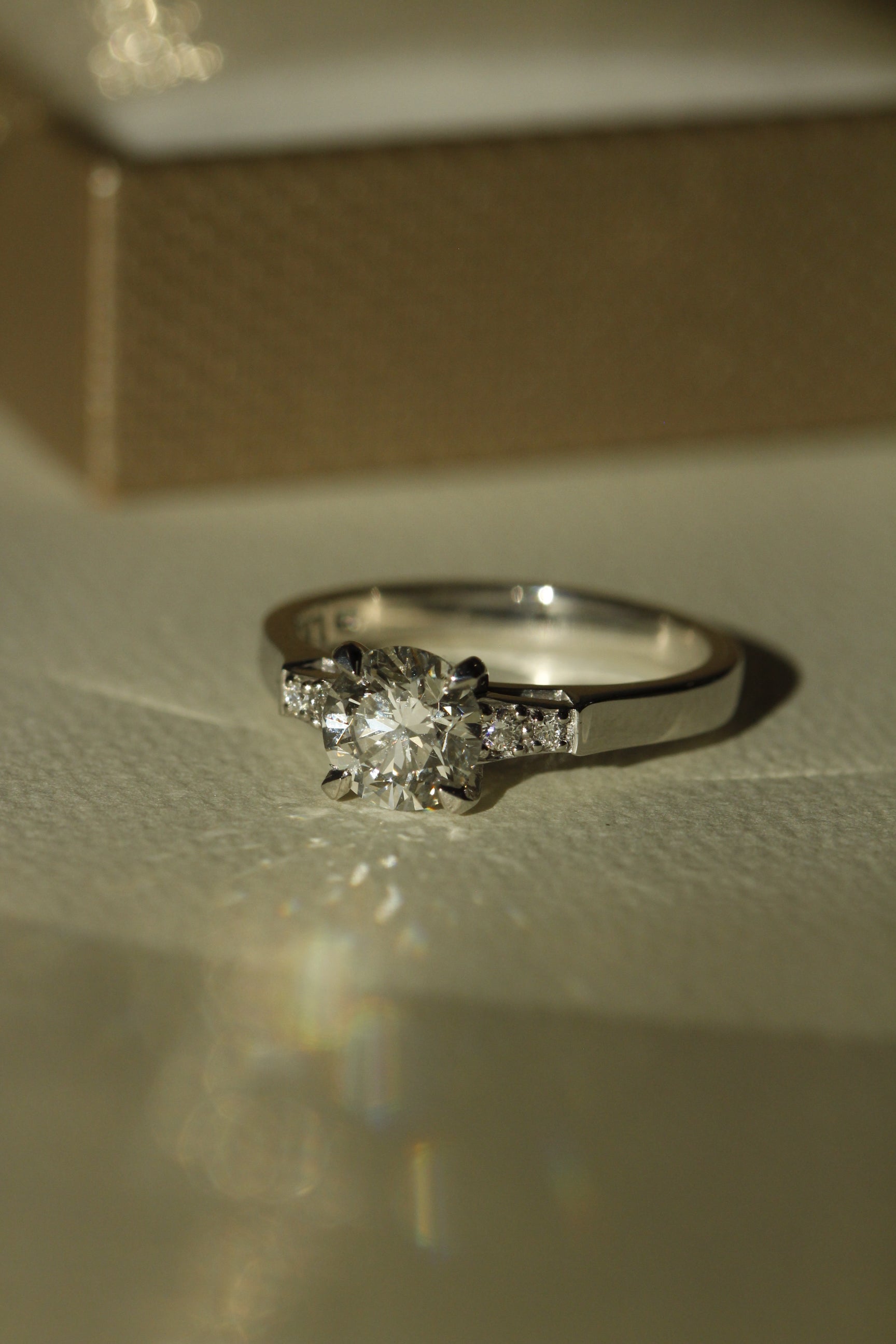 Four Claw Diamond Engagement Ring in Platinum in the Galvani Setting