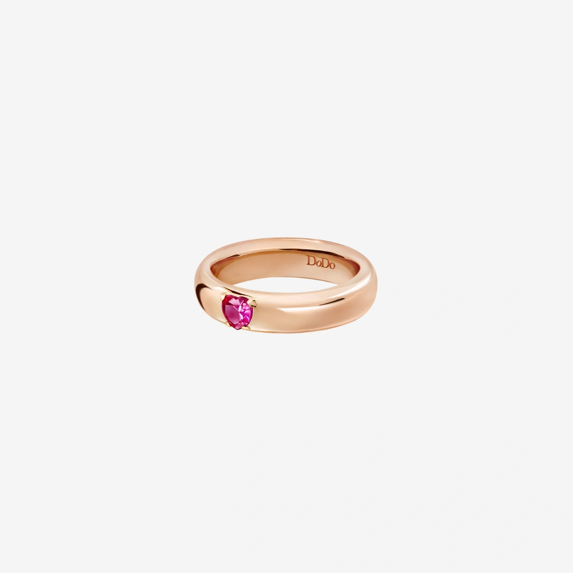 DoDo Heart Ring in 9K Rose Gold and Pink Heart Synthetic Ruby - Orsini Jewellers