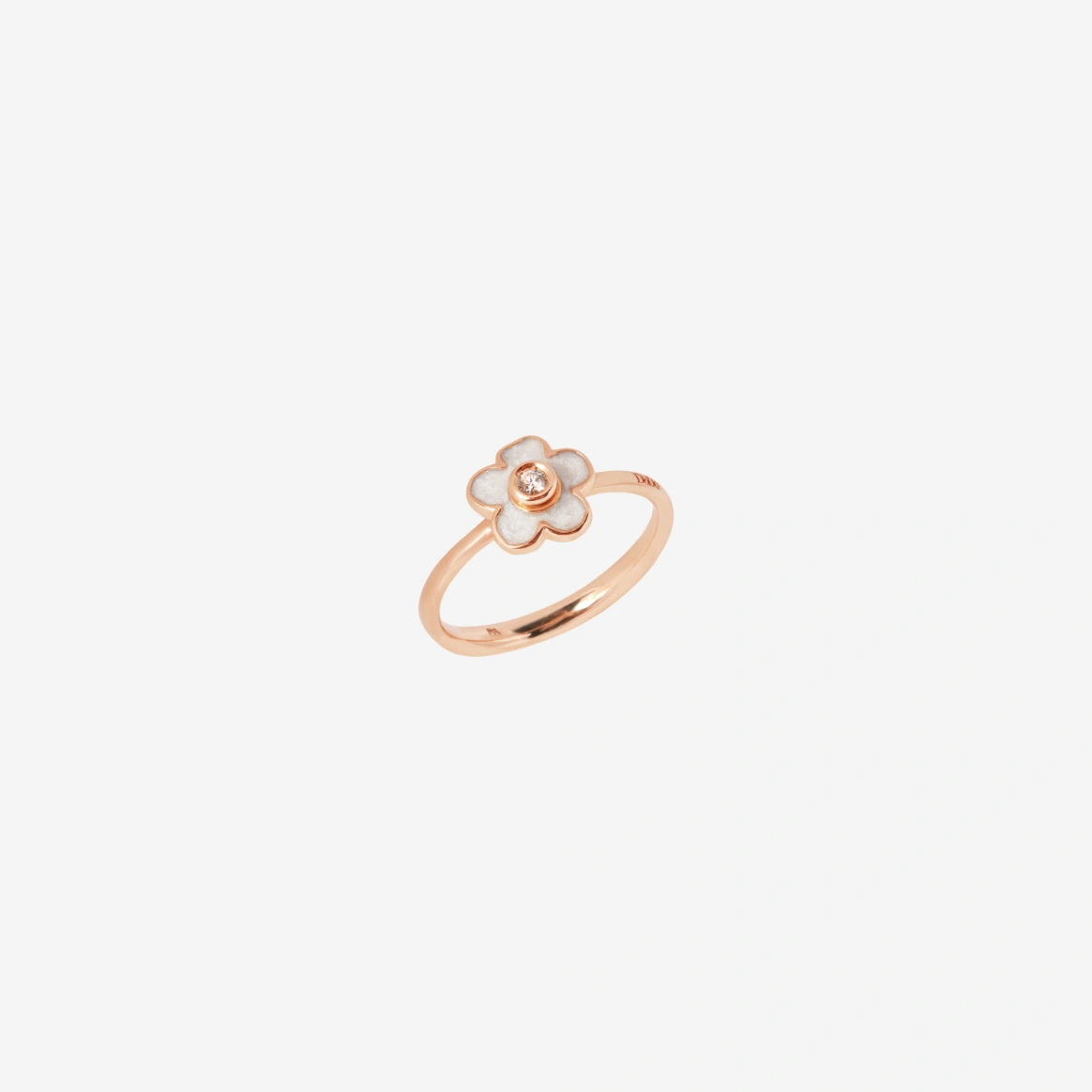 Dodo Flower Ring in 9k Rose Gold with Mother of Pearl Enamel - Orsini Jewellers