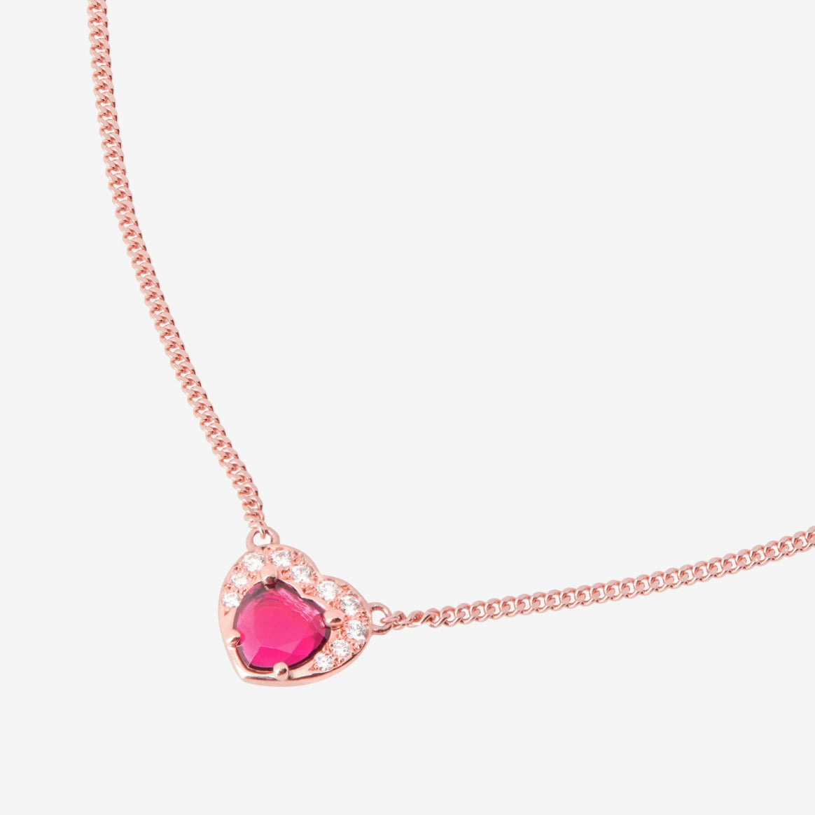 DoDo Heart Necklace Rose Gold with Synthetic Ruby and Diamonds - Orsini Jewellers