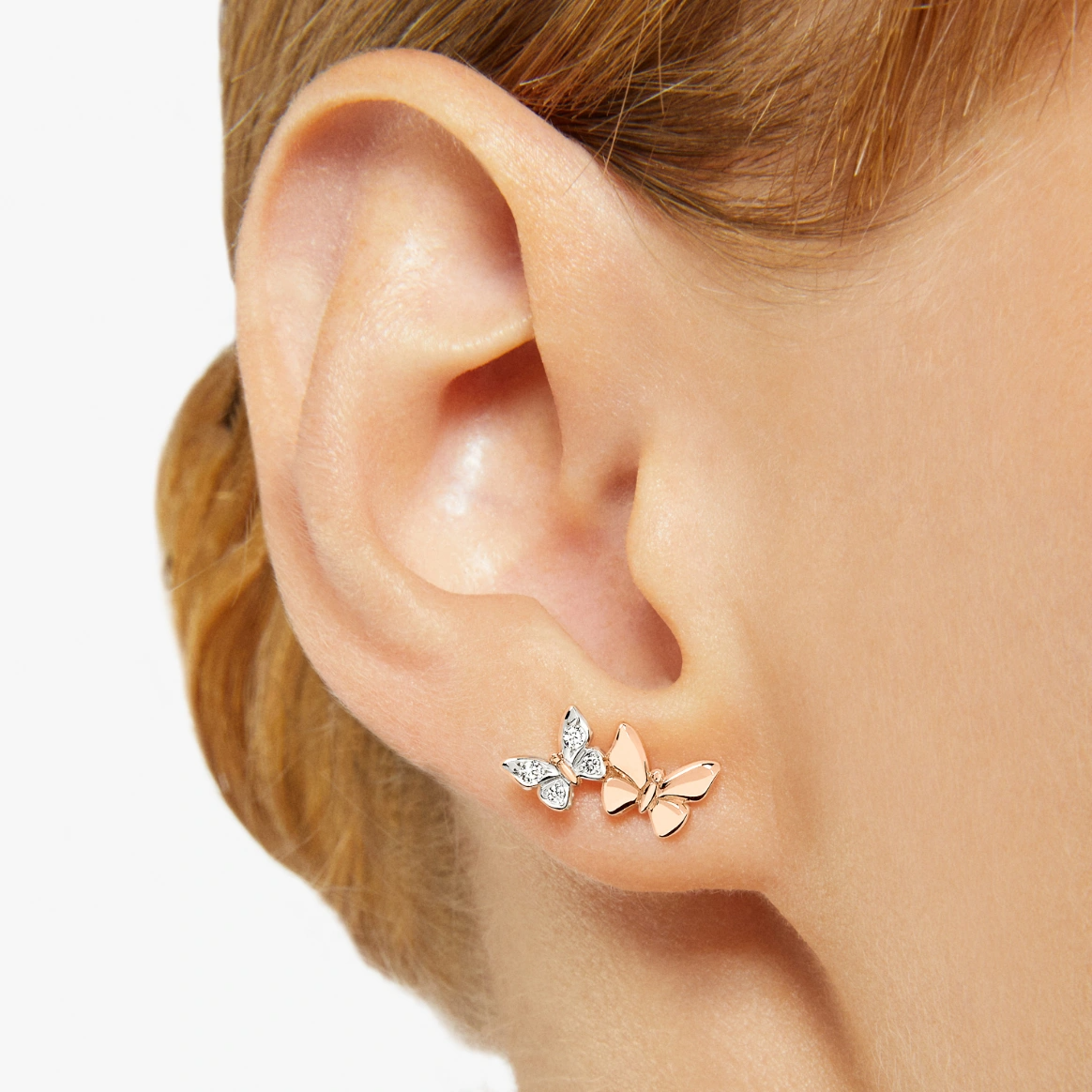 Dodo Butterfly Earring in 9k Rose Gold with Diamonds - Orsini Jewellers