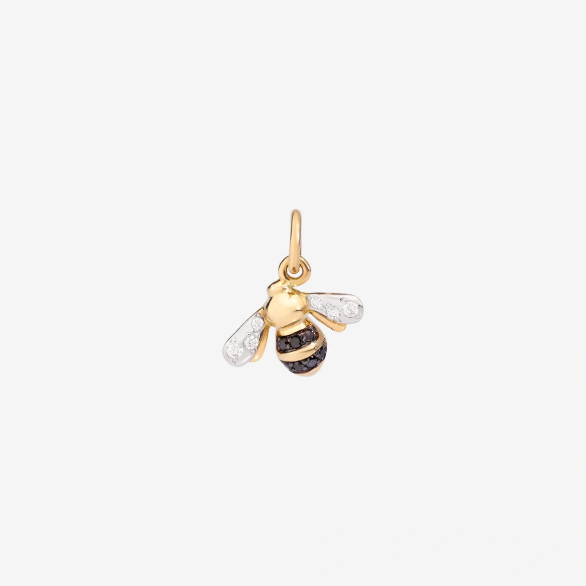 Dodo Bee Charm in 18k Yellow Gold with White and Black Diamonds - Orsini Jewellers