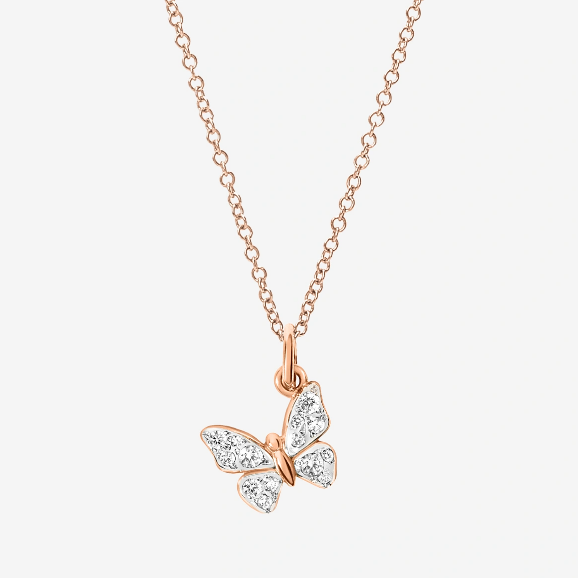 Dodo Butterfly Charm in 9k Rose Gold and White Diamonds - Orsini Jewellers