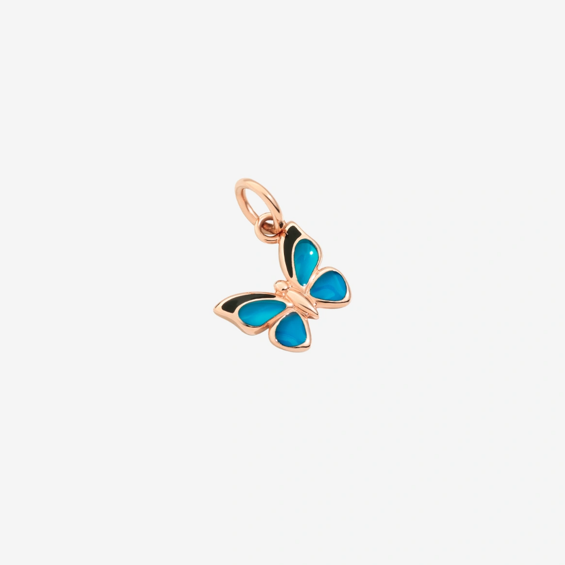 DoDo Charm BUTTERFLY 9k Rose Gold and Blue Cathedral Enamel - Orsini Jewellers