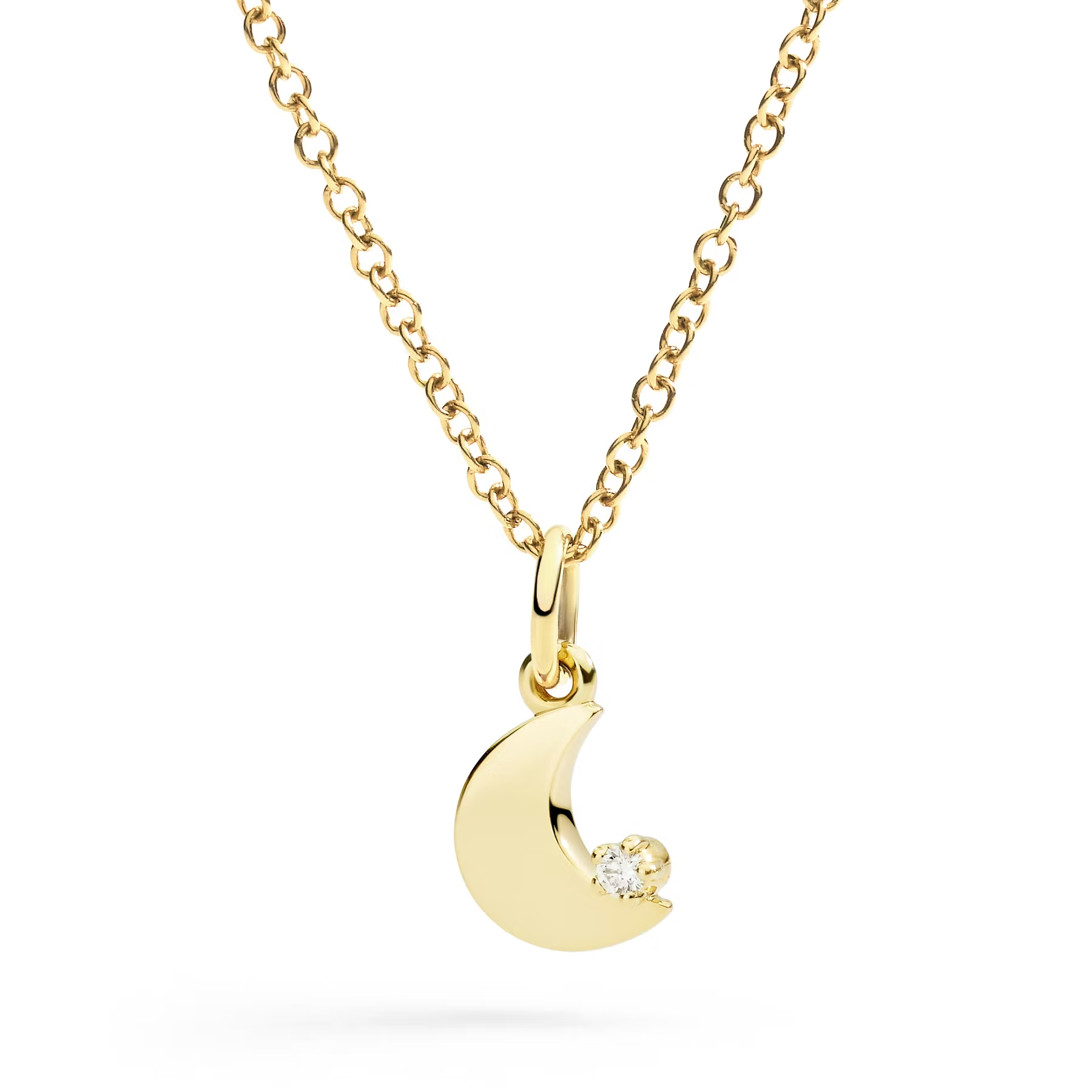 DoDo Charm MOON 9kt Yellow Gold with Diamond Detail necklace