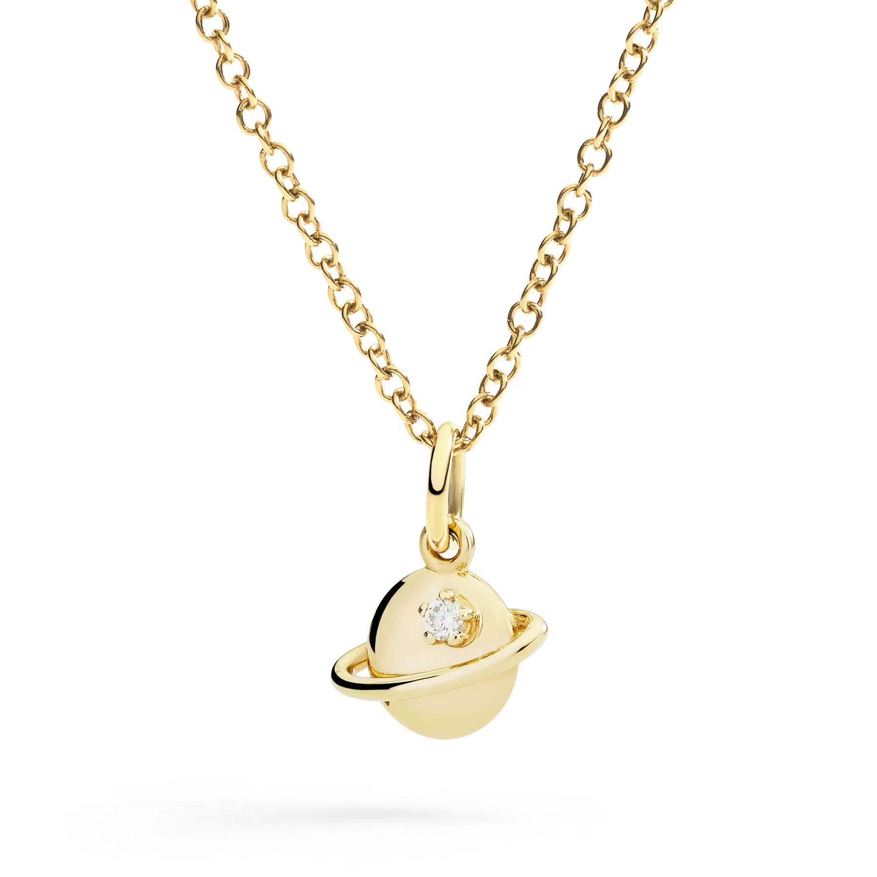 DoDo Charm PLANET 9kt Yellow Gold with Diamond Detail DMC5019-UNIVE-DB09G