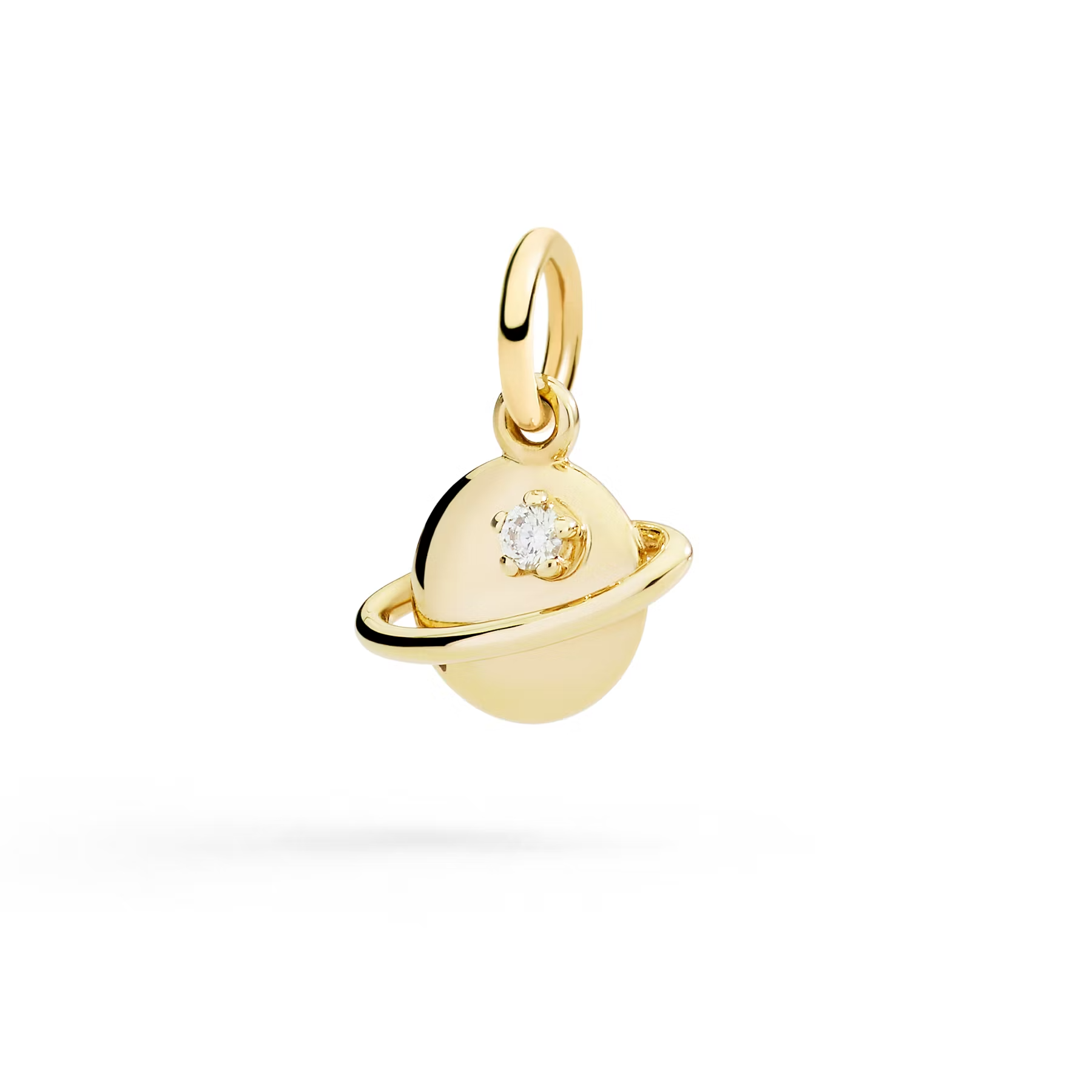 Planet charm in 9k yellow gold with 1 white diamond (0.03 ct)