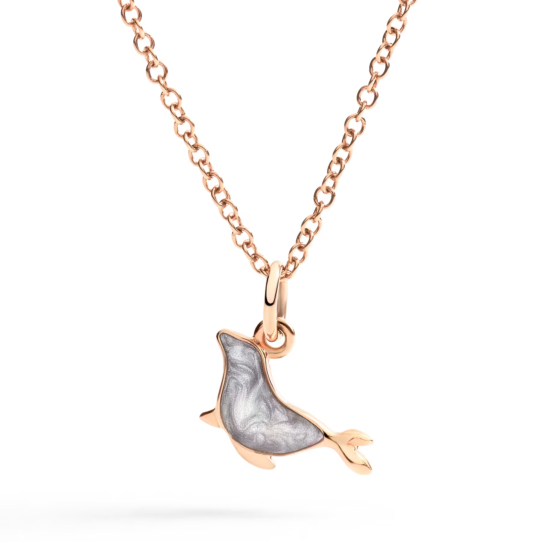 DoDo Charm SEAL Grey Pearl Enamel & 9kt Rose Gold