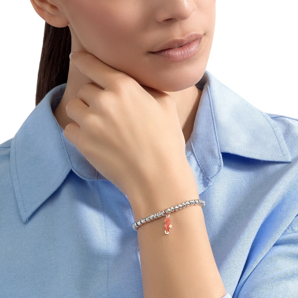 DoDo Charm Seahorse in Mother of Pearl Enamel DMC4006-SEAHS-EPA9R