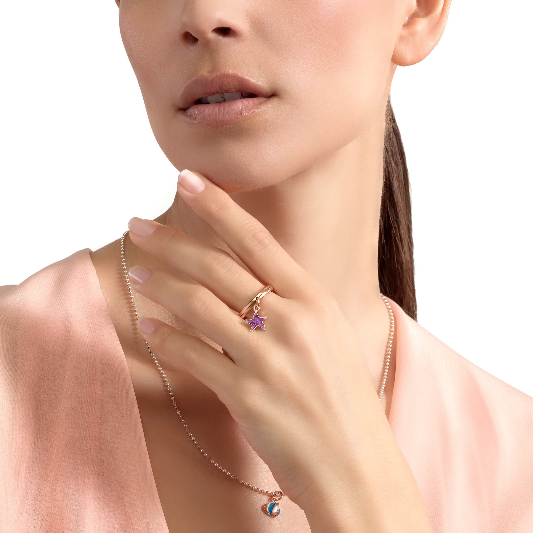 DoDo Charm Starfish in purple Mother of Pearl Enamel DMC4008-STARS-EPV9R