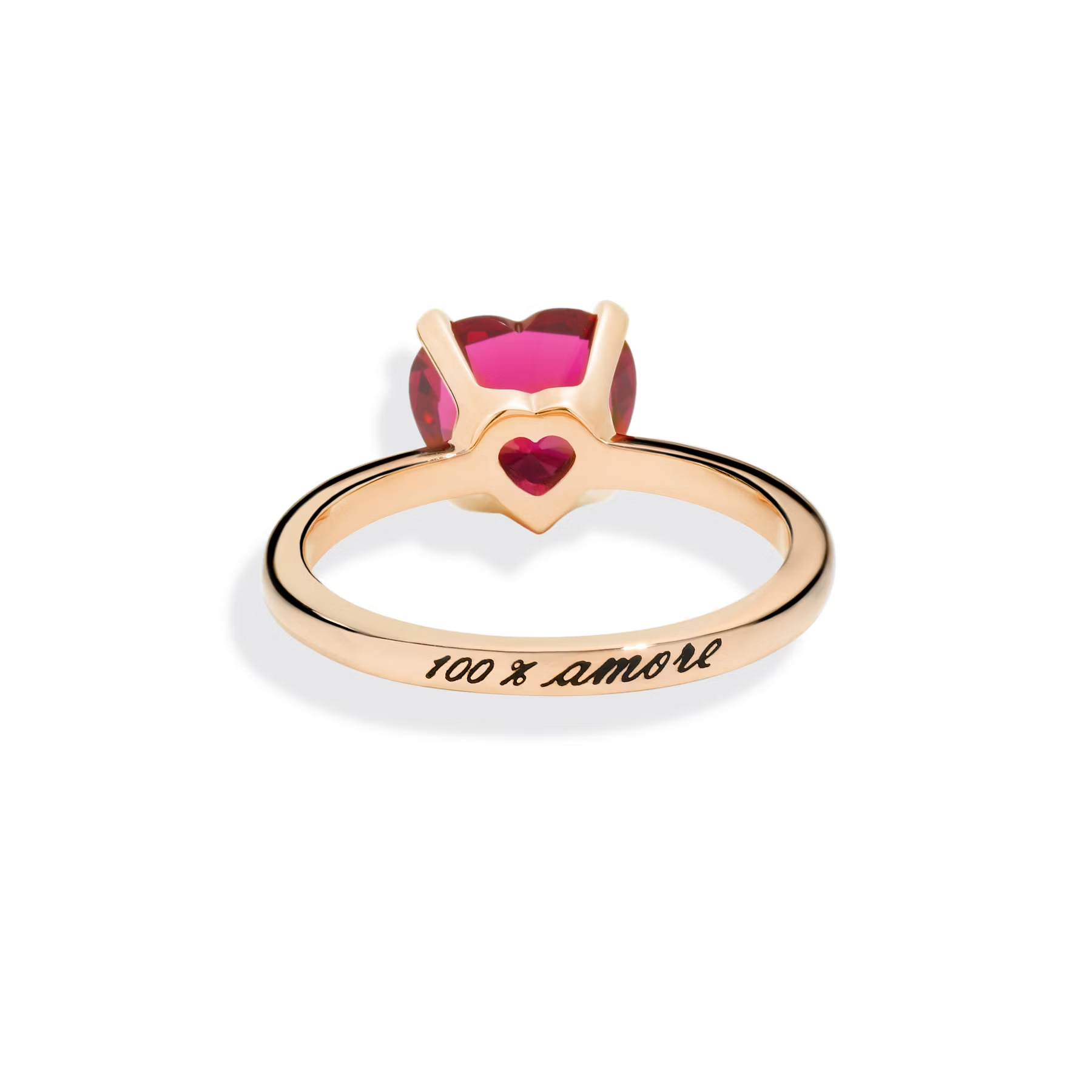 DoDo Heart Ring in 9K Rose Gold and Synthetic Ruby
