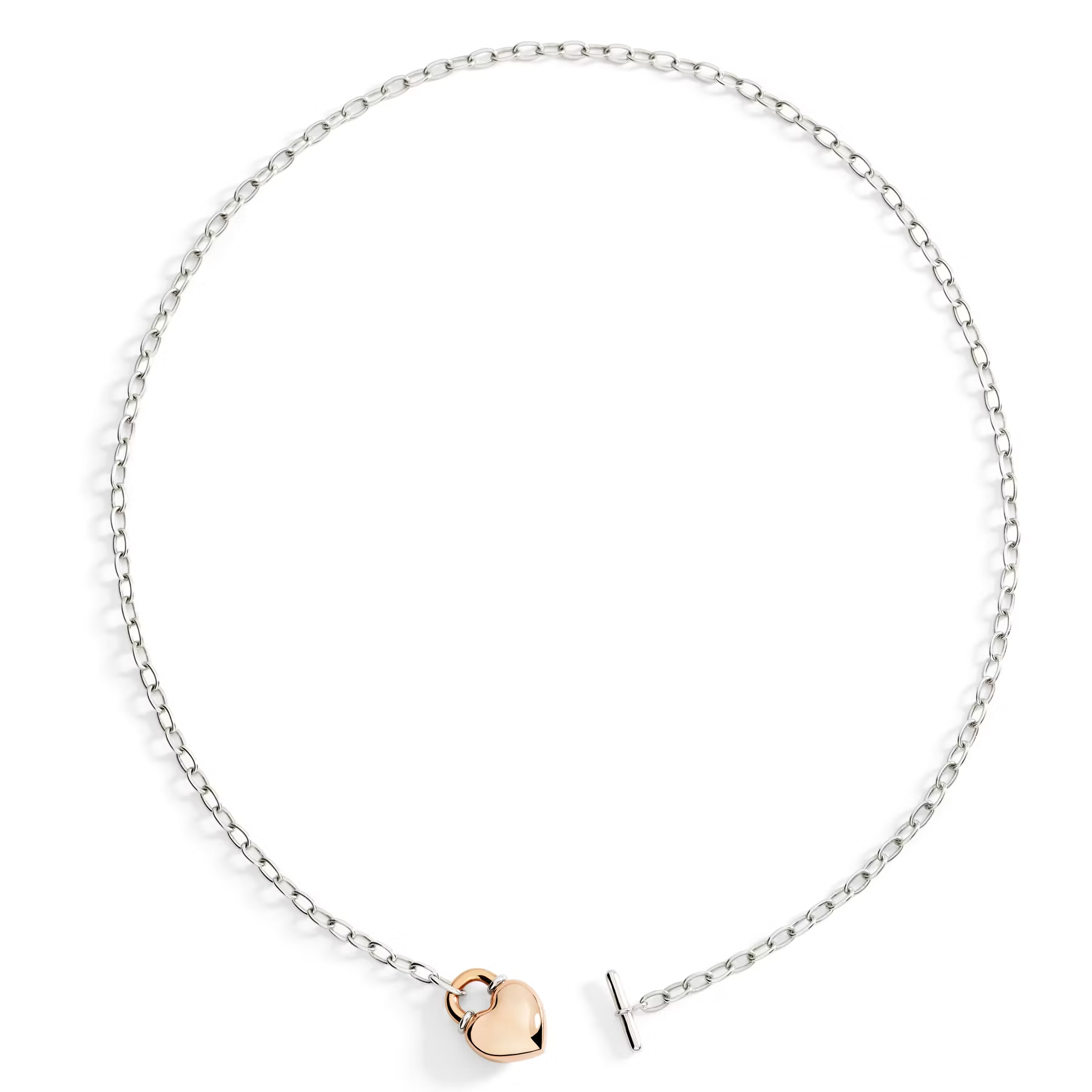 Dodo Heart Necklace in Sterling Silver with Large 9k Rose Gold Heart