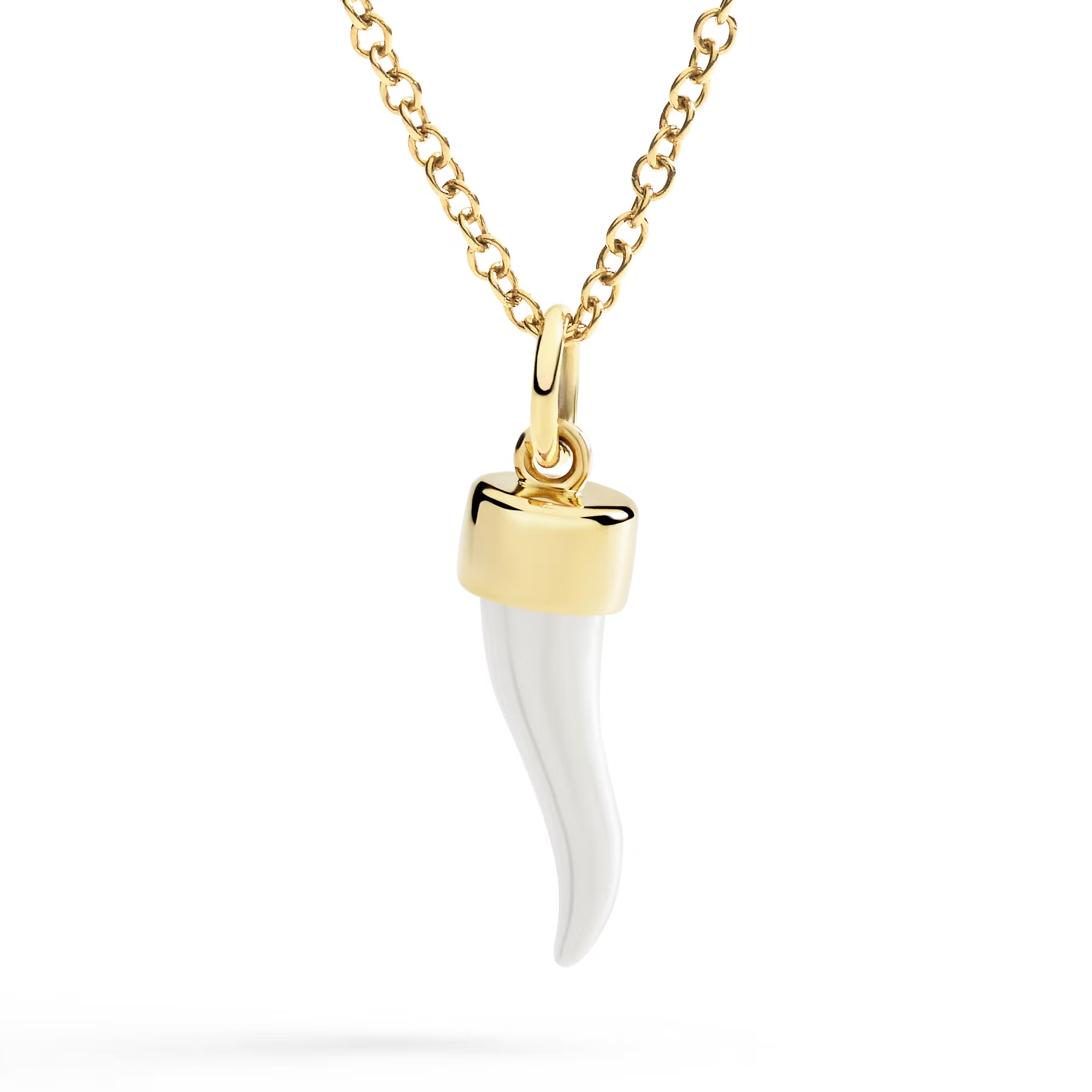 Horn pendant charm in 9k yellow gold and silver