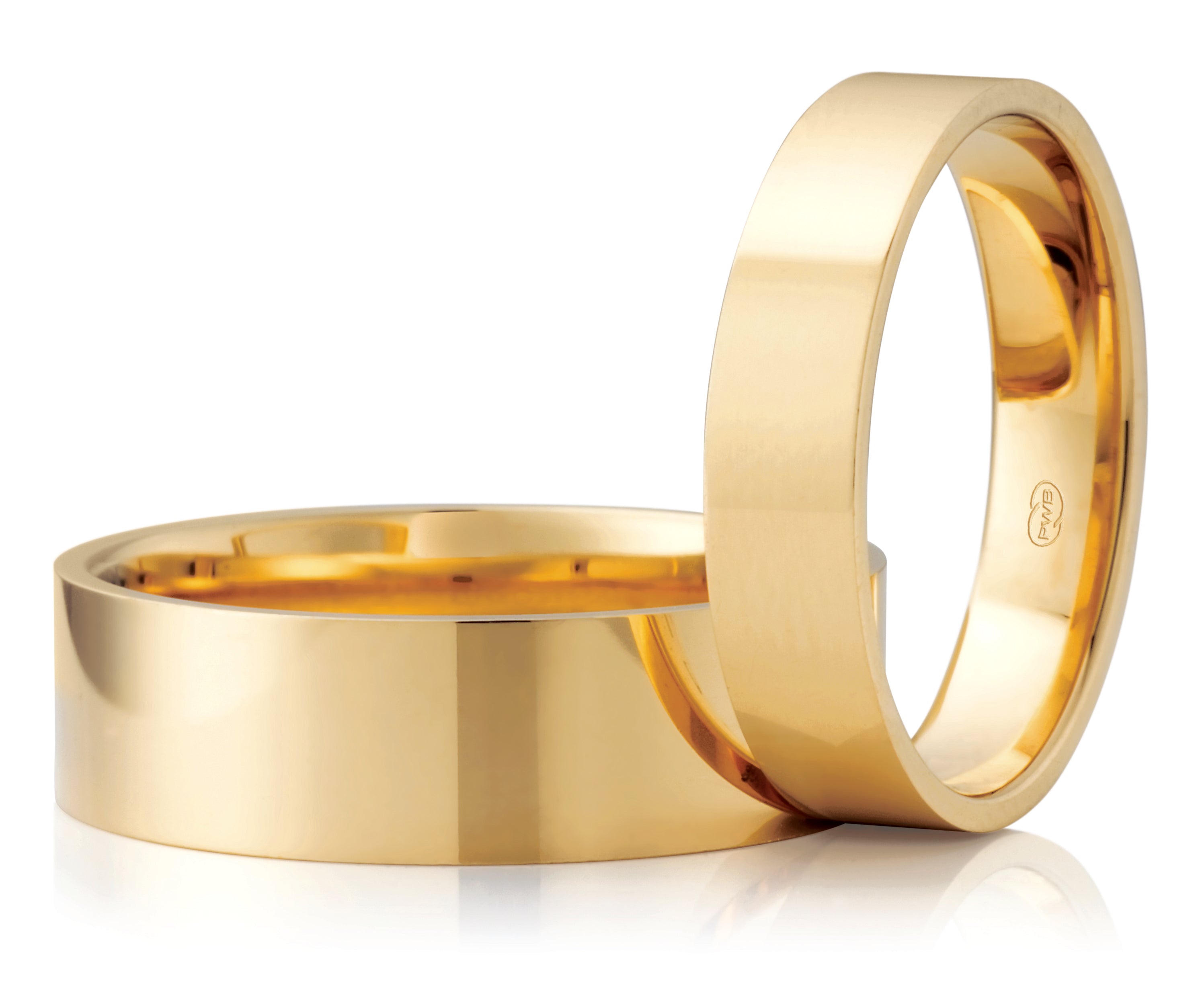 Mens Flat Profile Gold Wedding Ring
