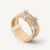 Five-band yellow gold ring with prong-set diamonds and a diamond-studded plaque AG270-B2 YW