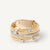 Five-band yellow gold ring with prong-set diamonds and a diamond-studded plaque AG270-B2 YW