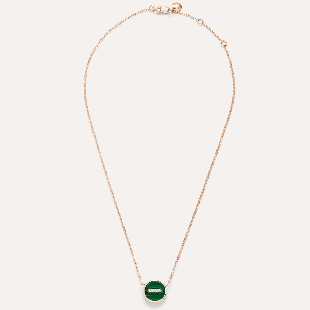 Malachite Mother of Pearl Pave White Diamonds Necklace