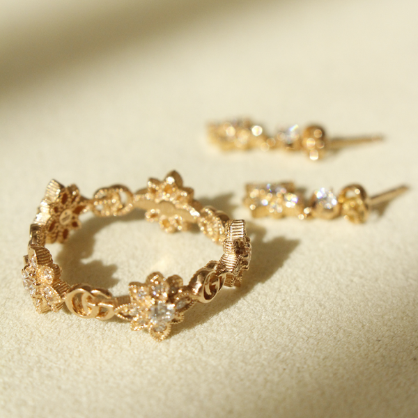 Diamond Design Italian Gold Hoop Earrings  Diamond Design