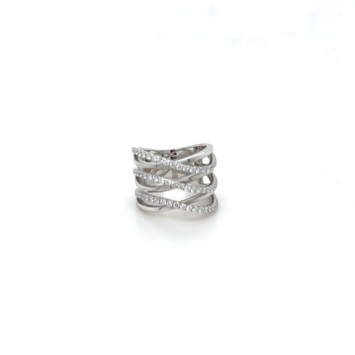 Wave Ring in 18k White Gold with Diamonds - Orsini Jewellers